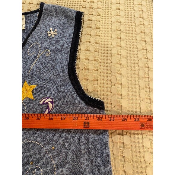 White Stag Christmas  Sweater Vest Vintage Look Size 18W - 20W Blue w/ Snowman - Picture 10 of 11